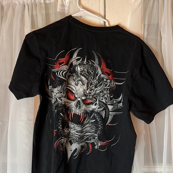 Hot Rock Skull and metal Graphic TEE Men’s Medium Front and back Print - Picture 6 of 7